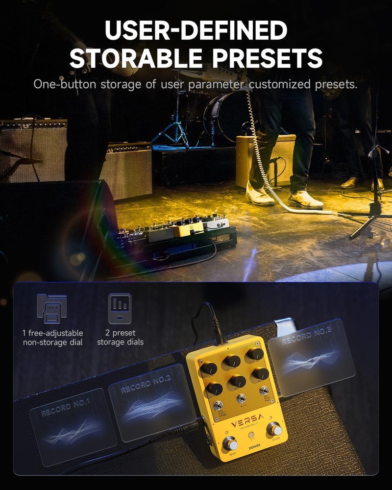 Donner Yellow Fall Ⅱ-Versa 3 Delay 3 Reverb Pedal Combo for Electric Guitar - Image 3