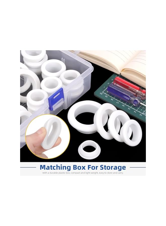 Glarks 29pcs 5 Sizes Round Hollow Rubber Grommet Set, White Drill Hole Double Sided Hollow Firewall Hole Plugs, Round Electrical Wiring Gasket for Wire, Tables, Pump, Plumbing - Image 5