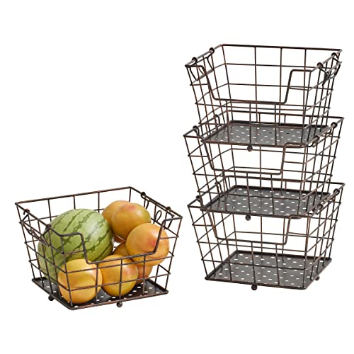 Gourmet Basics by Mikasa Ferme 4-Tier Metal Floor Standing Fruit/Home Storage Market Basket, Antique Black - Image 5