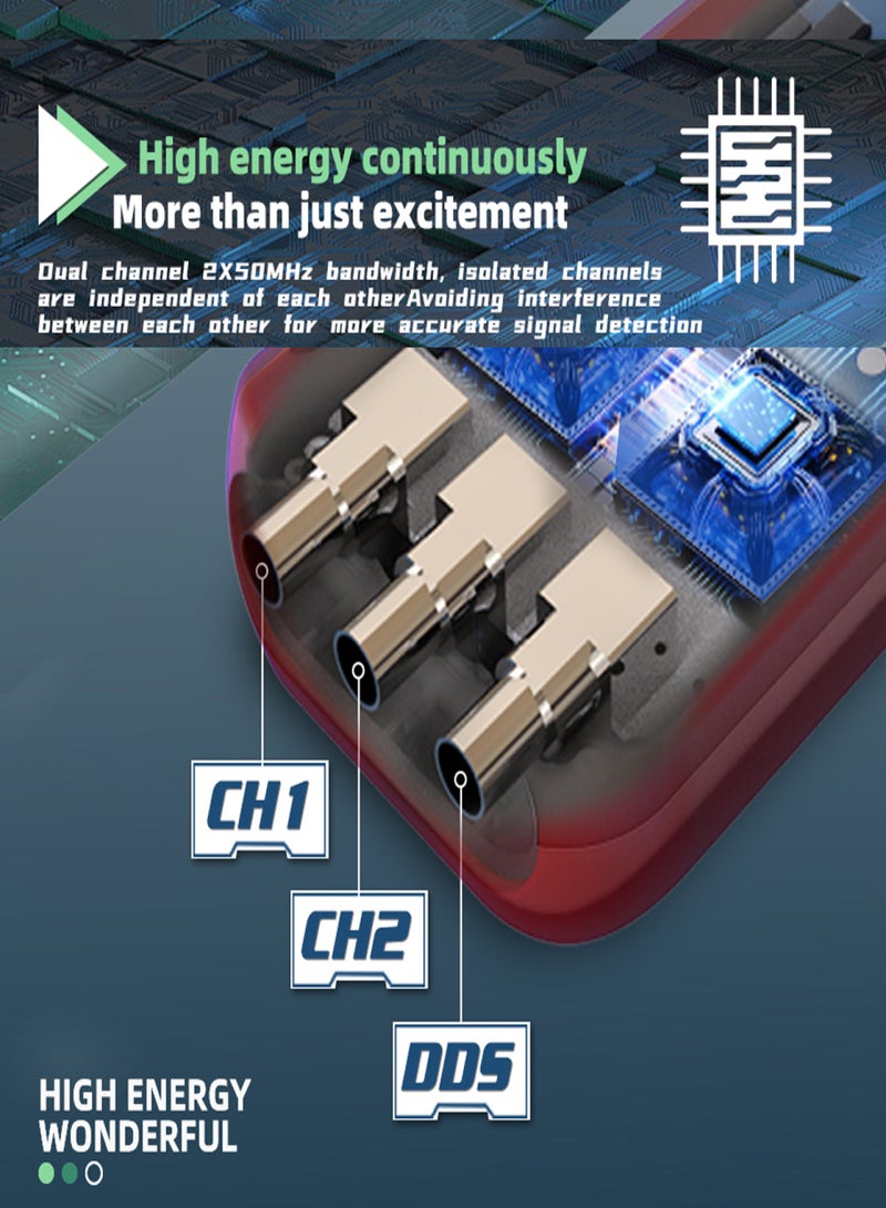 BSIDE 3in1 Oscilloscope Multimeter Signal Source 3.98inch TFT Display Oscope Meter Handheld Oscilloscope 50Mhz Bandwidth 250MSa/s Sampling Rate Dual Channel Oscillometer with Waveform Save and View - Image 5