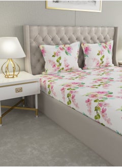 Raymond Raymond Home Queen Size Fitted Sheet Super Soft 152 TC Pure Cotton (152x198+30 cm, 46x69 cm) Fitted sheet & 2 PillowCases  - Image 3