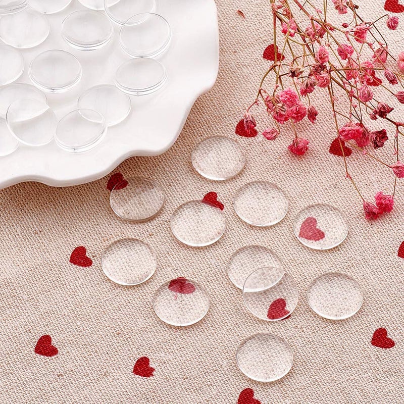 Teensery 100 Pcs 20mm Clear Round Cabochons Flat Back Glass Dome Cabochons for DIY Crafts Photo Pendant Jewelry Making (20 MM) - Image 2