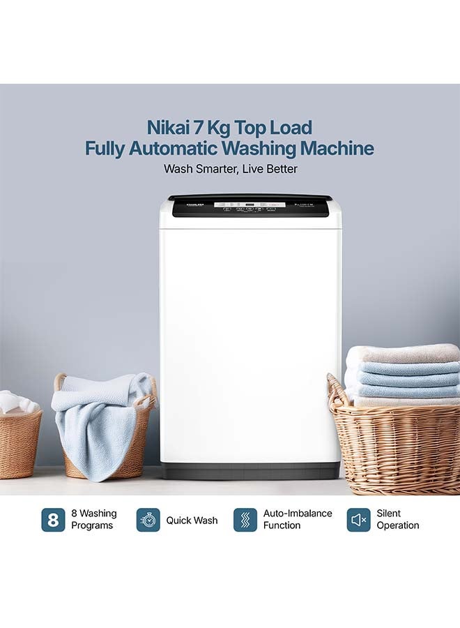NIKAI Fully Automatic Top Load Washing Machine, 8 Smart Programs ,Fuzzy Logic, Water-Efficient with Quick Wash, Auto Balancing Control, Stainless Steel Drum, Eco-Friendly & Silent Operation 7 kg NWM07000TK24/ NWM0700TK25 Grey - Image 2