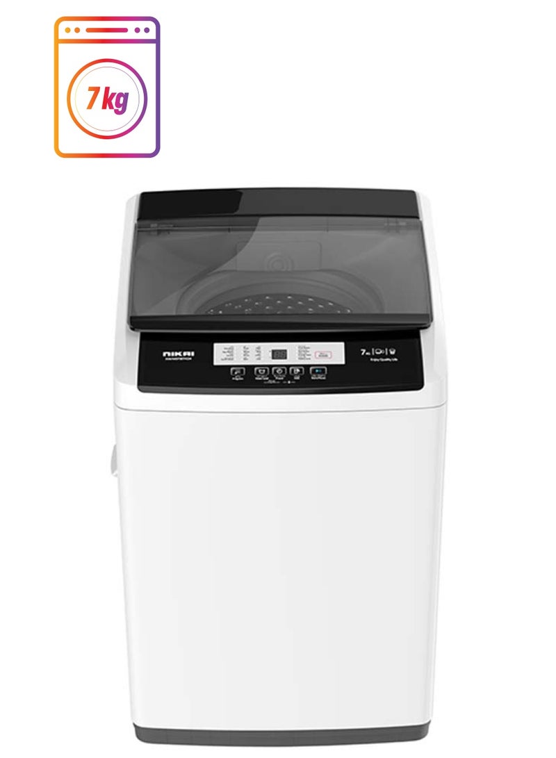 NIKAI Fully Automatic Top Load Washing Machine, 8 Smart Programs ,Fuzzy Logic, Water-Efficient with Quick Wash, Auto Balancing Control, Stainless Steel Drum, Eco-Friendly & Silent Operation 7 kg NWM07000TK24/ NWM0700TK25 Grey - Image 1