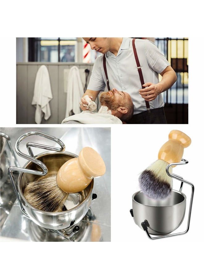 NaRaMax 2 in 1 Shave Cup with Stand Holder Set Shaving Bowl with Stainless Steel Shaving Stand Brush Holder Set Razor Brush Bowl Grooming Tool for Men Beard Cleaning - Image 4