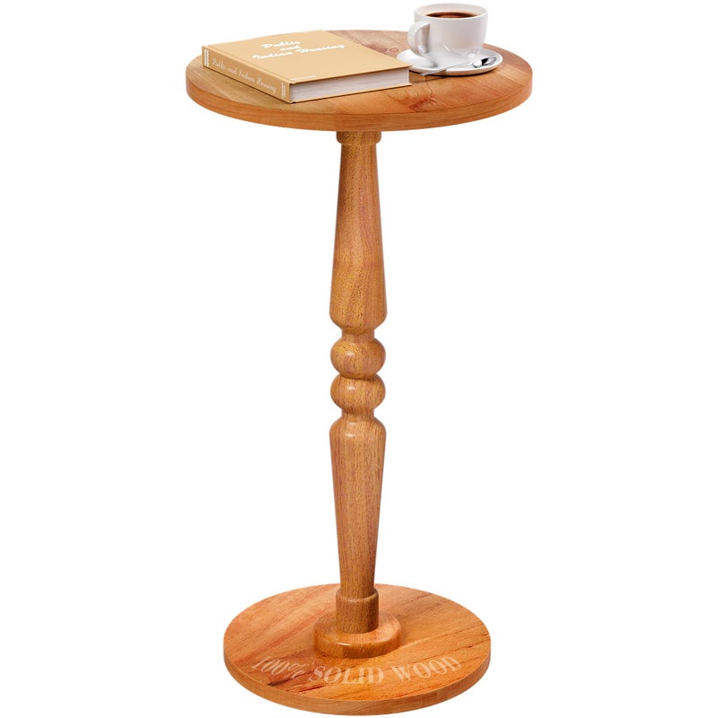 promitop Small Side Table for Small Spaces - Modern Accent End Table with Solid Wood Top and Pedestal Leg - Compact Drink Table for Corners, Sofa, Couch - Perfect for Office, Livingroom, Bedroom - Image 1