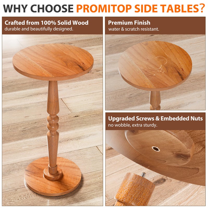 promitop Small Side Table for Small Spaces - Modern Accent End Table with Solid Wood Top and Pedestal Leg - Compact Drink Table for Corners, Sofa, Couch - Perfect for Office, Livingroom, Bedroom - Image 5