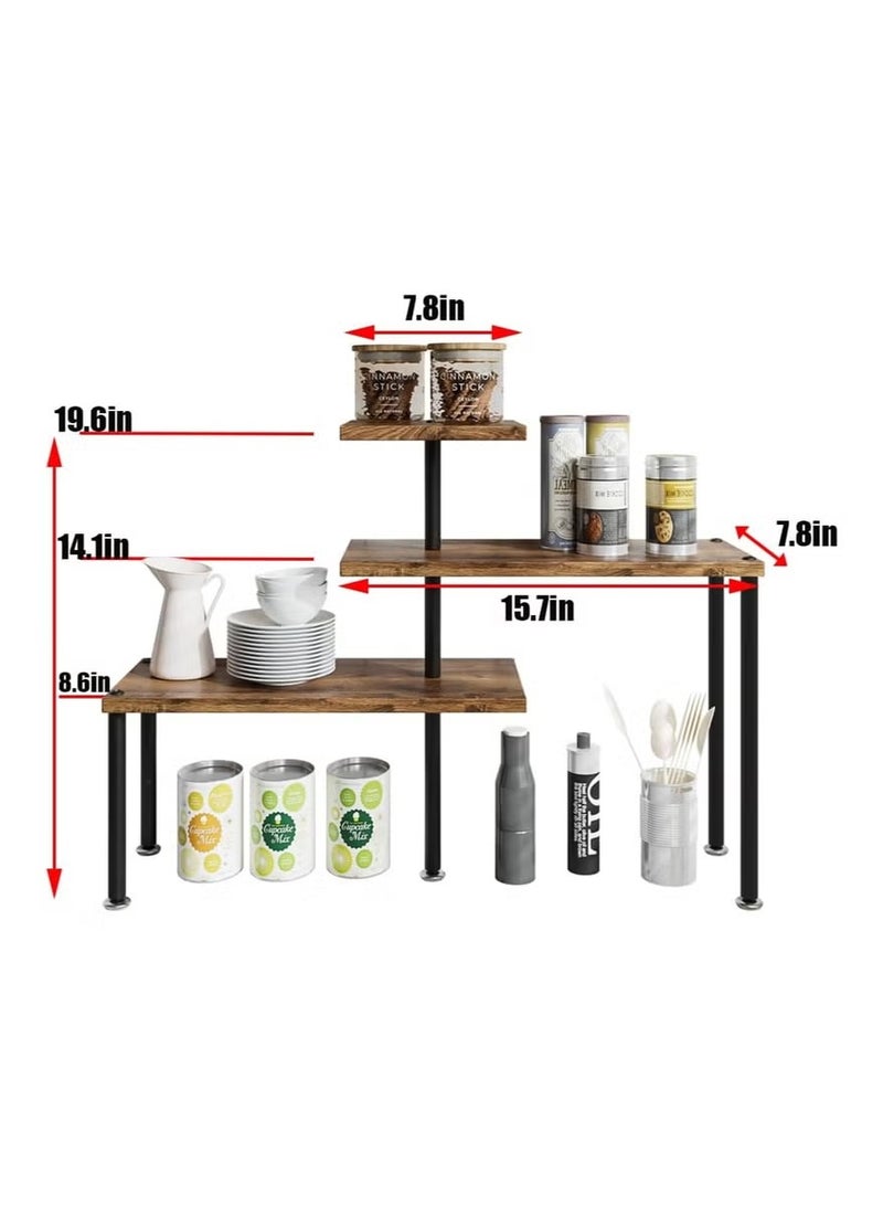 DOUGEI Countertop Organizer Organization 3 Tier Kitchen Corner Shelves Adjustable Spice Storage Rack for Bathroom Coffee Area Over Sink - Image 2