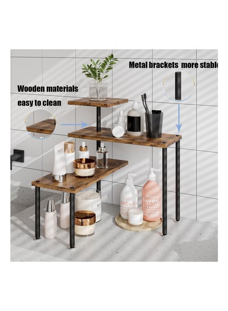 DOUGEI Countertop Organizer Organization 3 Tier Kitchen Corner Shelves Adjustable Spice Storage Rack for Bathroom Coffee Area Over Sink - Image 4