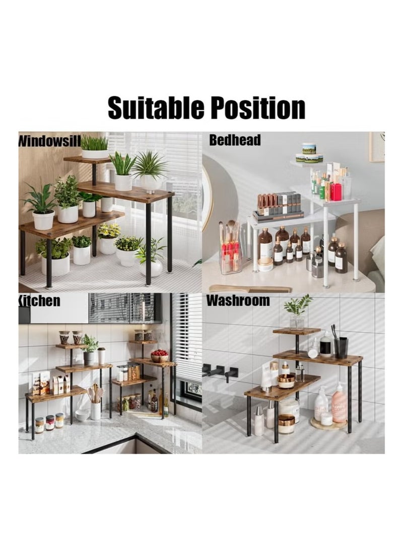 DOUGEI Countertop Organizer Organization 3 Tier Kitchen Corner Shelves Adjustable Spice Storage Rack for Bathroom Coffee Area Over Sink - Image 5