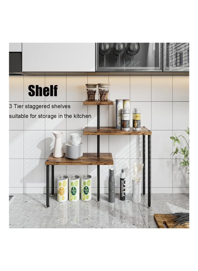 DOUGEI Countertop Organizer Organization 3 Tier Kitchen Corner Shelves Adjustable Spice Storage Rack for Bathroom Coffee Area Over Sink - Image 3