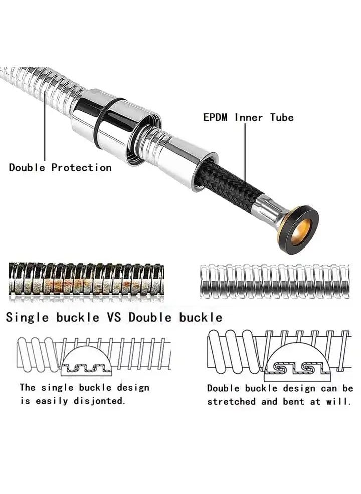 HOMEDELI HOMEDELI Health Faucet Pipe Hose Hand Shower Tube Pipe Only For Bathroom Available In Different Quality And Size Stainless Steel EPDM Inside For High Pressure 15 Meter Weight 255G JST20244C  - Image 5