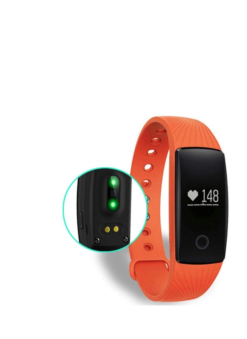 Bluetooth 4.0 Smart Bracelet with Heart Rate Monitor Wristband Fitness Tracker for Android IOS Orange