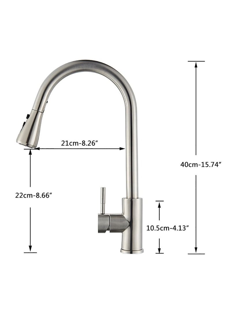 XiuWoo Kitchen Faucets with Pull down Sprayer Single Handle Kitchen Faucet 360° Stainless Kitchen Sprayer with 2 Spraying Modes - Image 4