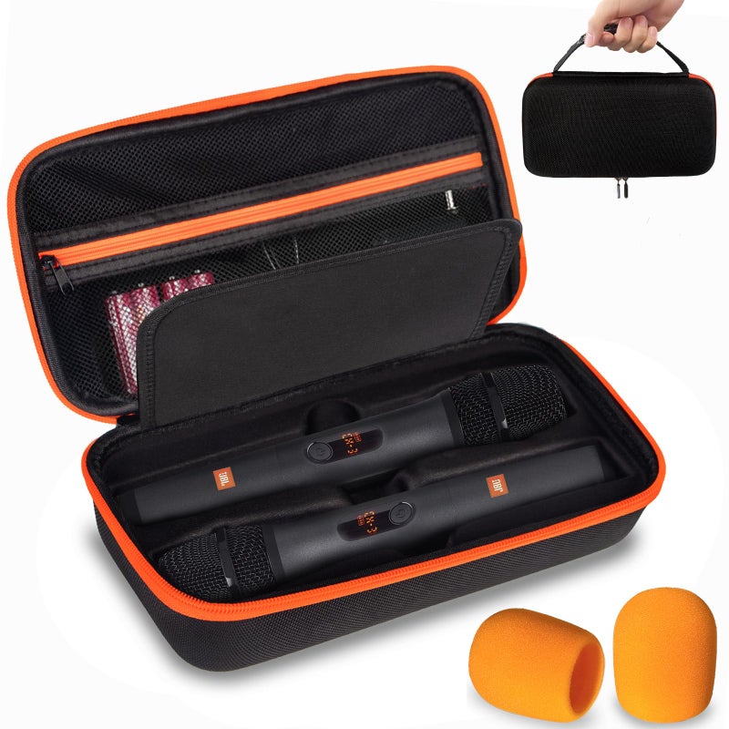 Lebared Wireless Microphone Case Compatible with JBL Wireless Two Microphone System, Dual Wireless Microphone Case for Party Box, Singing Karaoke for JBL Mic, Receiver, Adapter, AA Batteries-Orange (Box Only) - Image 1