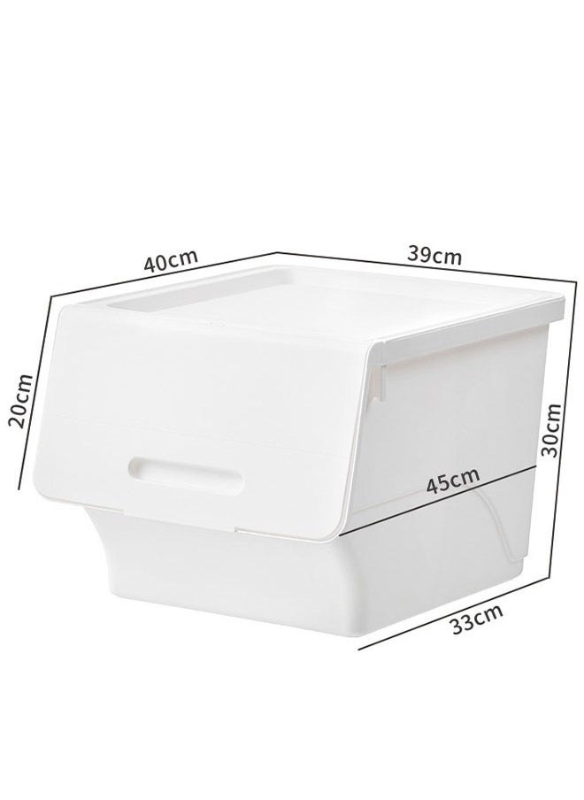 LEDIN - 2 Pieces of Front Open Plastic Storage Box Plastic Storage Container, Top Groove Design, Removable Frosted Flip Cover,Strong Carrying Capacity - Image 1