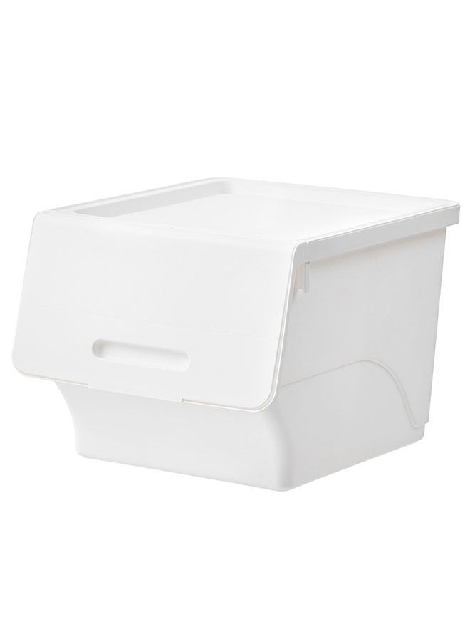 LEDIN - 2 Pieces of Front Open Plastic Storage Box Plastic Storage Container, Top Groove Design, Removable Frosted Flip Cover,Strong Carrying Capacity - Image 1