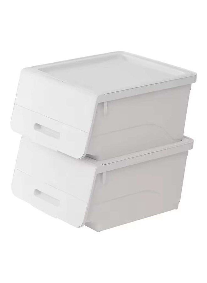 LEDIN - 2 Pieces of Front Open Plastic Storage Box Plastic Storage Container, Top Groove Design, Removable Frosted Flip Cover,Strong Carrying Capacity - Image 1