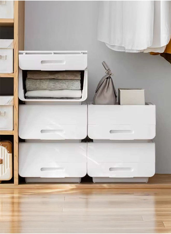 LEDIN - 2 Pieces of Front Open Plastic Storage Box Plastic Storage Container, Top Groove Design, Removable Frosted Flip Cover,Strong Carrying Capacity - Image 1
