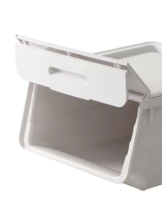 LEDIN - 2 Pieces of Front Open Plastic Storage Box Plastic Storage Container, Top Groove Design, Removable Frosted Flip Cover,Strong Carrying Capacity - Image 1