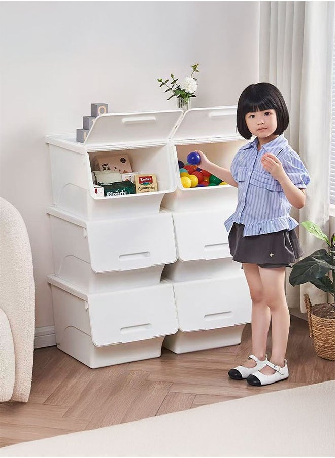 LEDIN - 2 Pieces of Front Open Plastic Storage Box Plastic Storage Container, Top Groove Design, Removable Frosted Flip Cover,Strong Carrying Capacity - Image 1