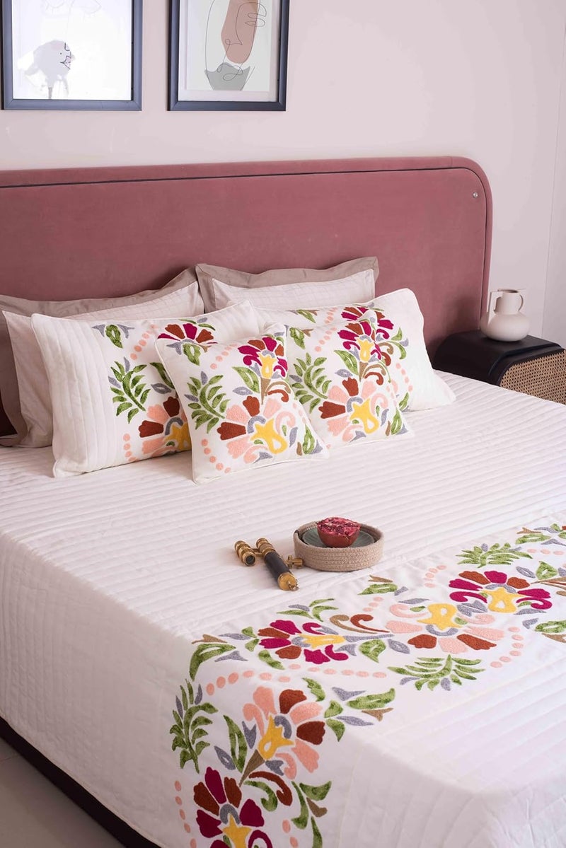 CASA AMI CASA AMI Cassidy Bedcover Set Luxury Bedcover King Size Preminum Quilted Design for Bed 1 bedcover 2 Pillow Covers and 2 Cushion Covers Fabric Linen  - Image 5