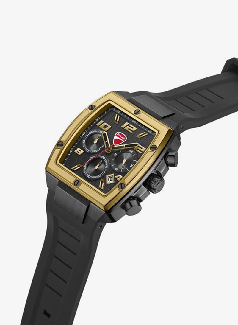 دوكاتي Pioneer Black Dial, Silicone Strap, Chronograph Watch for Men, 43mm