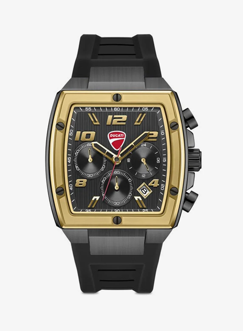 دوكاتي Pioneer Black Dial, Silicone Strap, Chronograph Watch for Men, 43mm
