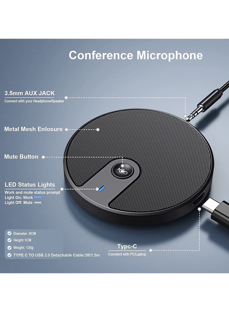 Captaintech SYOSI Conference Microphone, 360° Omnidirectional Condenser Microphone for Video Conference, Zoom Meeting, Skype Chatting, Plug & Play with 3.5mm Aux Jack, USB and Mute Button - Image 4