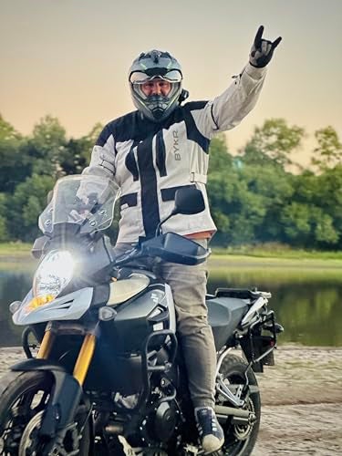 BYKR Adventure Touring Motorcycle Jacket For Men Women Enduro Biker Textile Riding Gear CE Armored Silver S - Image 3