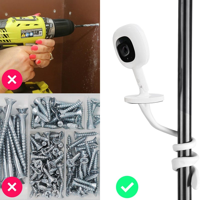 iTODOS Baby Monitor Mount Compatible with Nanit Pro Smart Baby Monitor & Flex Stand,Arlo,Versatile Twist Mount Without Tools or Wall Damage,Travel Baby Monitor Accessory-Gray - Image 4