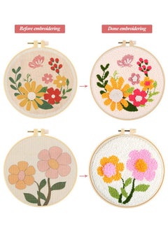 Pllieay 2 Set Punch Needle Embroidery Starter Kits Include Instructions, Punch Needle Fabric With Pattern, Yarns, Embroidery Hoops For Rug-Punch & Pinch Needle  - Image 5