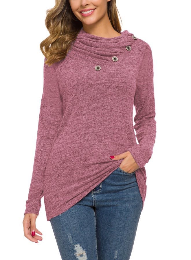 WEACZZY Women's Long Sleeve Shirts Button Cowl Neck Casual Loose Tunic Tops Blouse Dressy Fall Fashion 2025, B Purple, M - Image 4