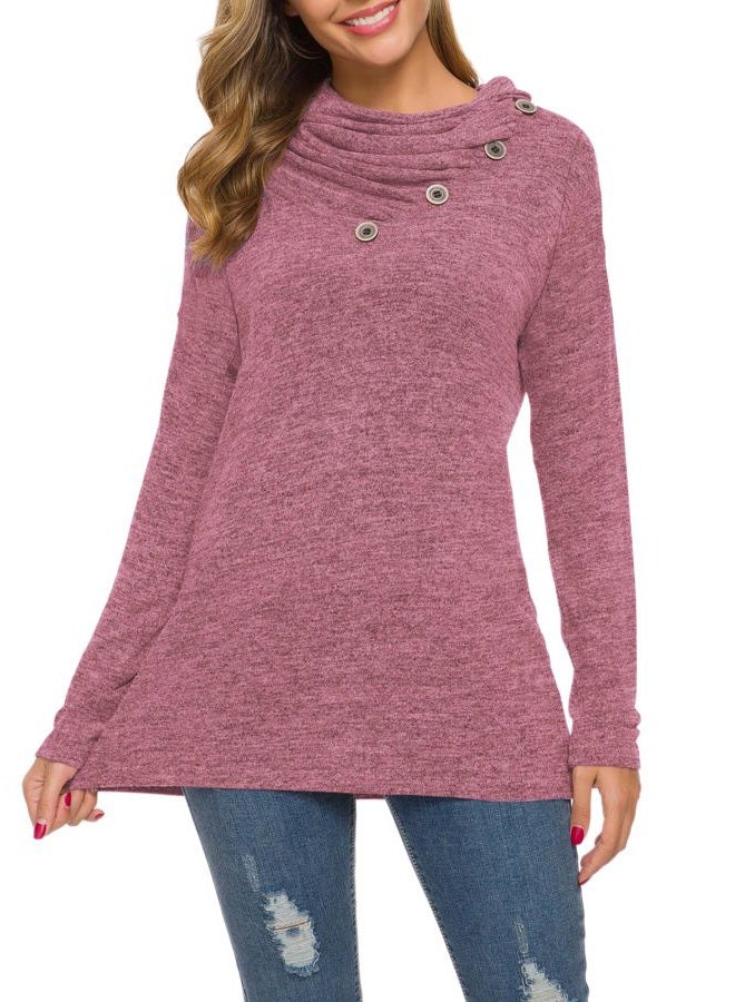 WEACZZY Women's Long Sleeve Shirts Button Cowl Neck Casual Loose Tunic Tops Blouse Dressy Fall Fashion 2025, B Purple, M - Image 5