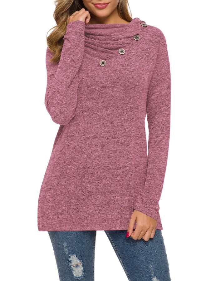 WEACZZY Women's Long Sleeve Shirts Button Cowl Neck Casual Loose Tunic Tops Blouse Dressy Fall Fashion 2025, B Purple, M - Image 1
