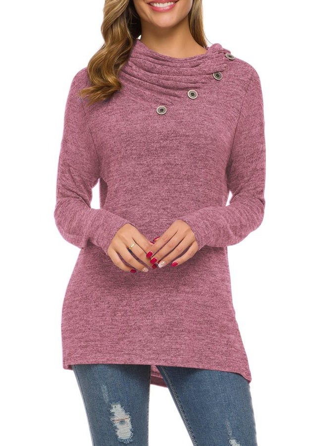 WEACZZY Women's Long Sleeve Shirts Button Cowl Neck Casual Loose Tunic Tops Blouse Dressy Fall Fashion 2025, B Purple, M - Image 2