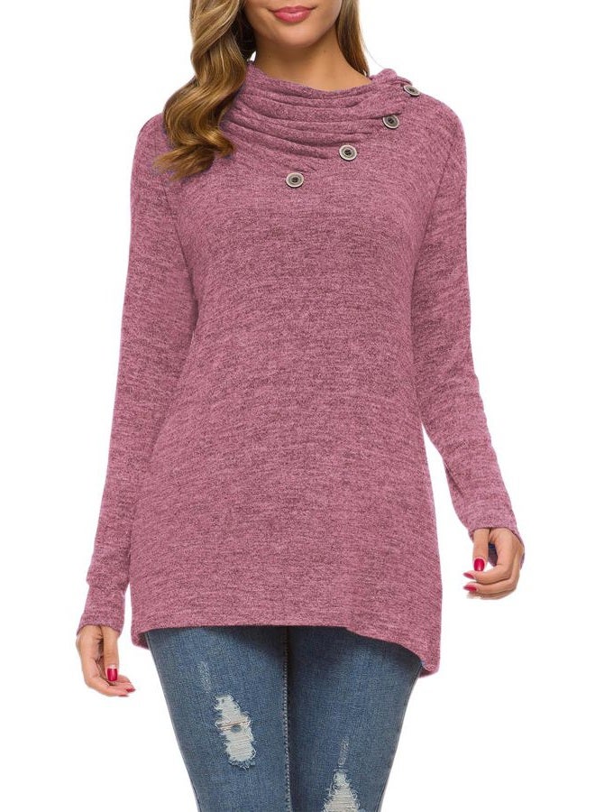 WEACZZY Women's Long Sleeve Shirts Button Cowl Neck Casual Loose Tunic Tops Blouse Dressy Fall Fashion 2025, B Purple, M - Image 3