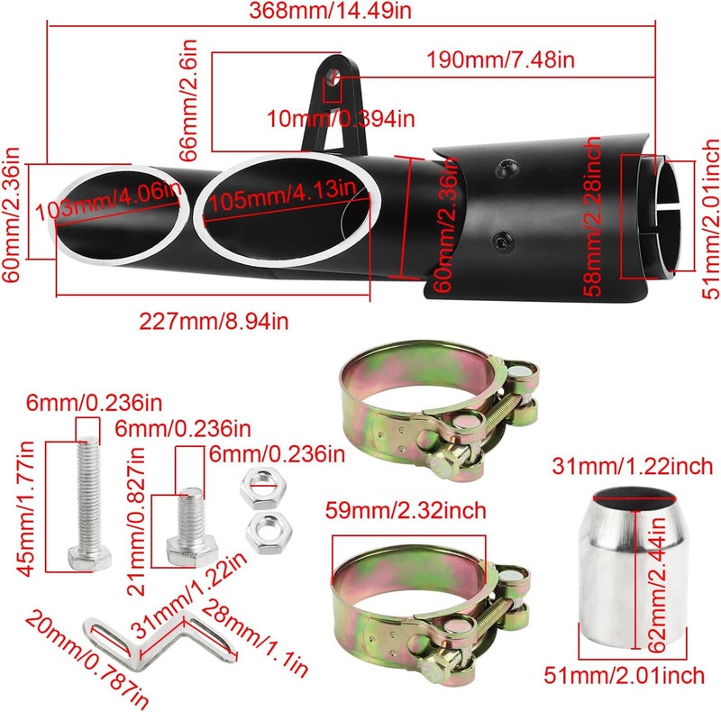 FLYPIG 38mm-51mm Motorcycle Exhaust Tips 1.5-2" Motorcycle Muffer Grom Exhaust for Kawasaki Z650 ZX6R Honda CBR 500 300R Yamaha FZ1 250 300 Moto Dirt Bike Silencer Kit - Image 2