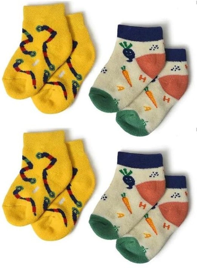 Cortica Baby Boys, Baby Girl’s and Kids Cotton Blend Towel Padded Socks PACK OF 4 Pairs Of Socks