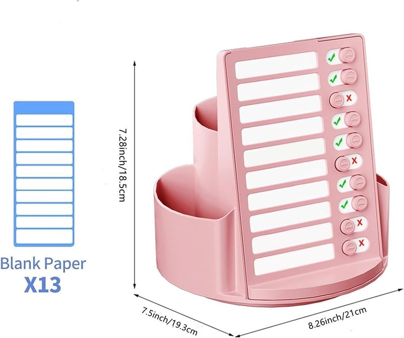 Parssufy Multifuntional 360 Degree Rotating Pen Holder for Desk Pencil Organizer|Student Self Discipline Board with 7 Compartments an Random Stickers,13 Sheets Chore Chart (Pink) - Image 4