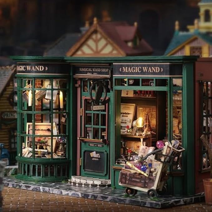 MINIATURE HOUSE KIT DIY HOUSE KIT CREATIVE ROOM WITH FURNITURE TINY HOUSE MAKING KIT WITH DUST PROOF COVER, DIY WOODEN DOLLHOUSE KIT MINIATURE HOUSE KIT, CREATIVE ROOM IDEA(MAGIC WAND SHOP) - Image 2