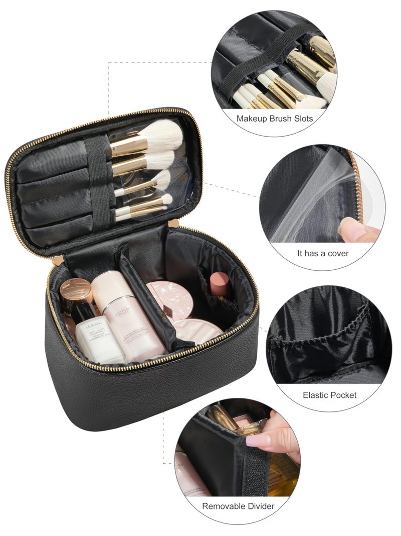 Camdeez Cosmetic Bag,ROWNYEON Makeup Bag,Portable Makeup Train Case,Travel Toiletry Bag Case Organizer for Women,Black - Image 4