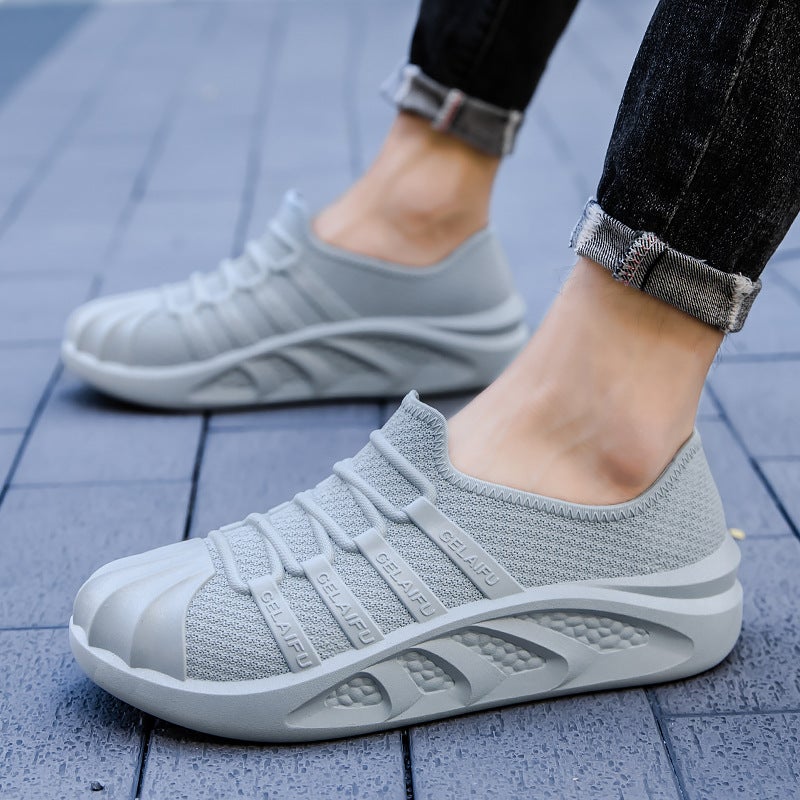 New Mens Sports Rain Shoes Low-Cut Fashion Warm Liner Solid Color Winter gray [single shoes]] 
