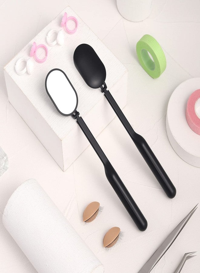 Miuffue مرآة ميؤفي لرموش الإكستنشن، مرآة رموش قابلة للطي بحجم 2 إنش للتخزين السهل، مرآة مكياج خفيفة الوزن وقابلة للتعديل لمستلزمات تقني الرموش، سوداء - Image 5