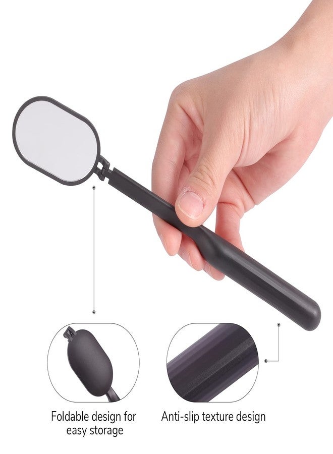 Miuffue مرآة ميؤفي لرموش الإكستنشن، مرآة رموش قابلة للطي بحجم 2 إنش للتخزين السهل، مرآة مكياج خفيفة الوزن وقابلة للتعديل لمستلزمات تقني الرموش، سوداء - Image 4
