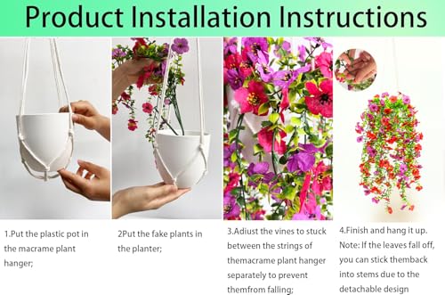 Comtelek Artificial Flowers for Outdoors Fake Hanging Plants with Pot 4pcs Silk Colorful Flowers UV Resistant Realistic Hanging Planter Faux Flower for Outside Porch Patio Home Garden Yard Decoration - Image 3