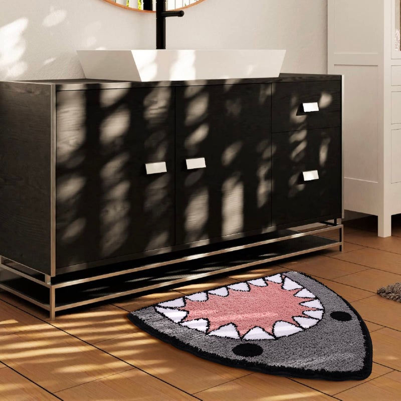 TRUEDAYS Bathroom Rug Bath Mat Shark Shaped Non Slip Bath Rug Extra Soft and Absorbent Microfiber Bath Rugs for Bathroom Floor Tub and Shower Dry Quickly - Image 4