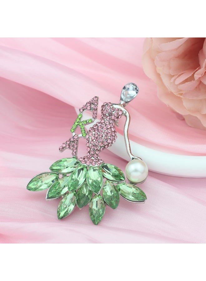 Rhinestone Sorority Gift for Women Greek Sorority Brooch Pin Alphah Paraphernalia Gift Pink & Green Jewelry Sisterhood Graduation Gift (girl pin) - Image 5