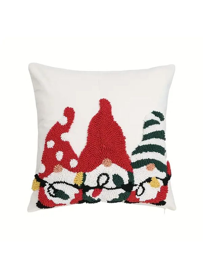 1pc 18 Inch Square Tufted Throw Pillow Cover For Plush Gingerbread Cookie Man Design Sofa Bed Decor Zipper Closure Hand Wash - Image 5