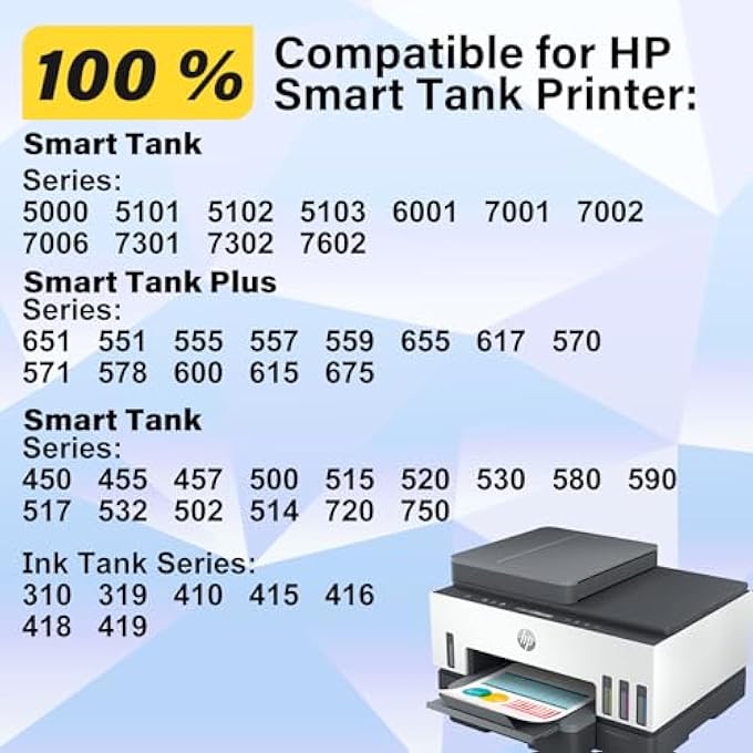 31 INK BOTTLE SET, 32XL BLACK INK BOTTLE COMPATIBLE FOR HP SMART TANK 7602 6001 5101 5000 7300 7301 520 580, 31 32 XL INK BOTTLES SET FOR SMART TANK PLUS 651 551 REFILL - Image 2